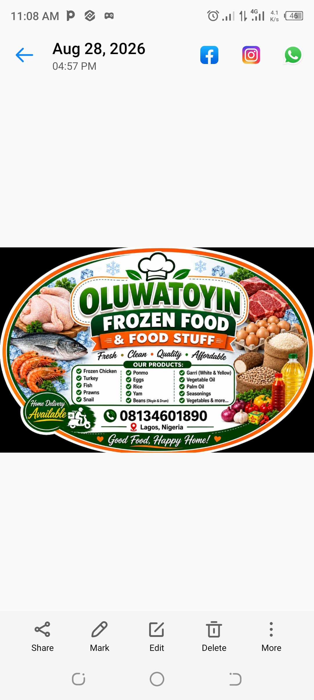 Oluwatoyin frozen food nd food stuff logo